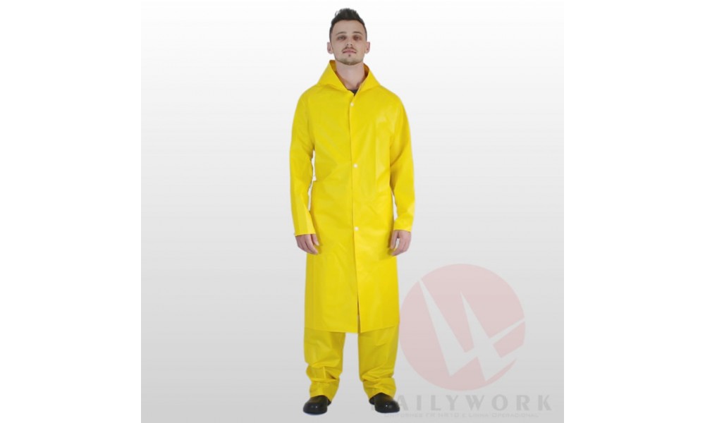Capa de chuva amarela em PVC forrado 0,30 ( pacote com 48 unidades) 